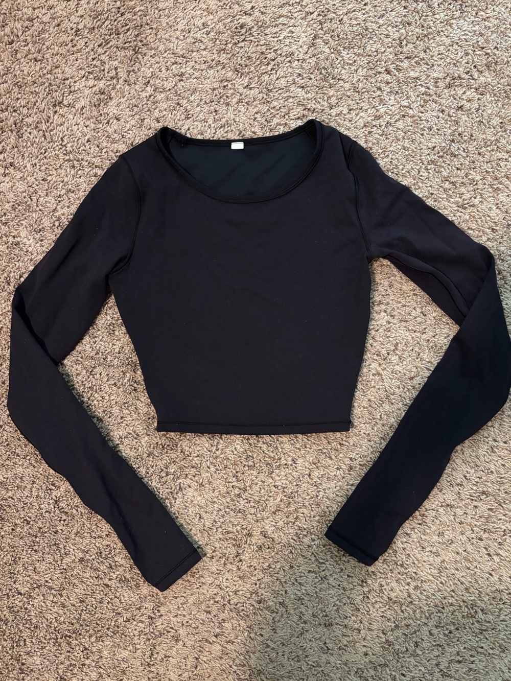 Black Long-Sleeve Crop Top - Women